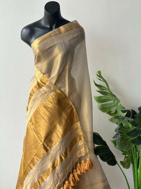 Golden tissue saree with blouse