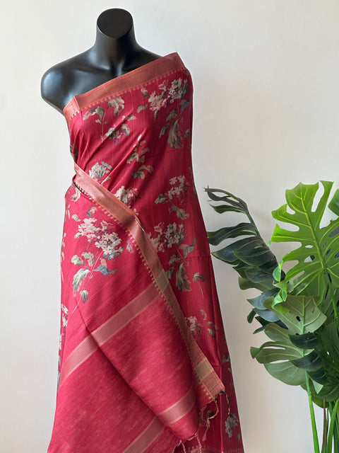 Printed Faux tussar silk saree