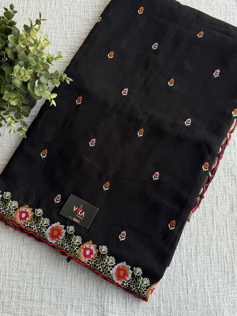 Cut work emb vichitra saree