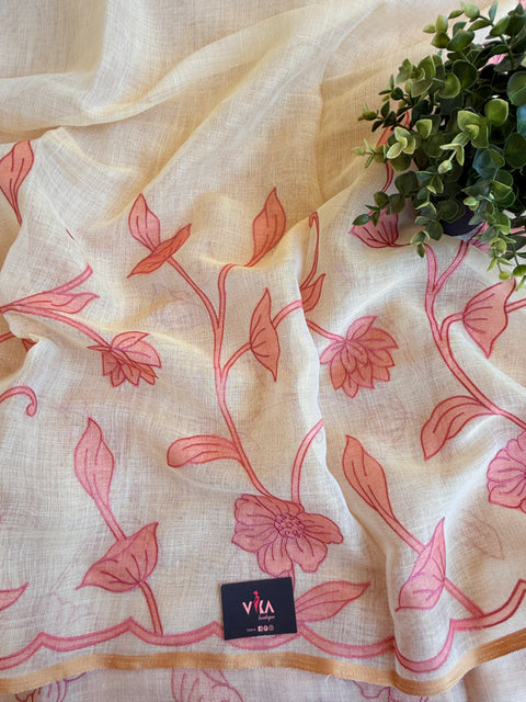 Appliqué Emb work tussar cotton saree