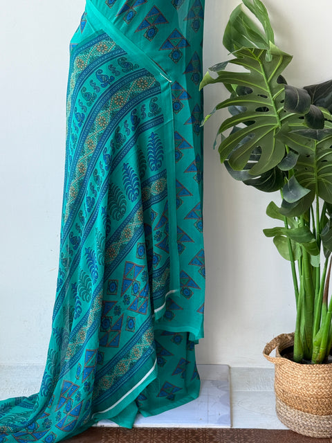 Printed georgette saree