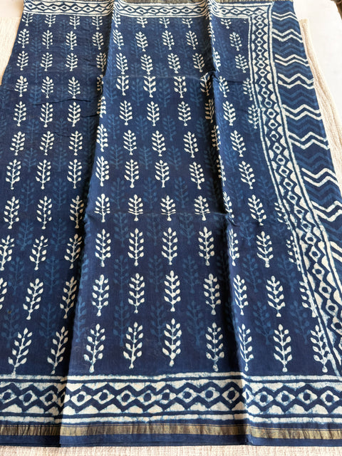 Bagru printed chanderi saree