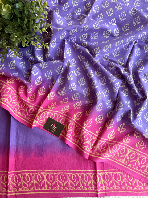 Printed mul cotton saree