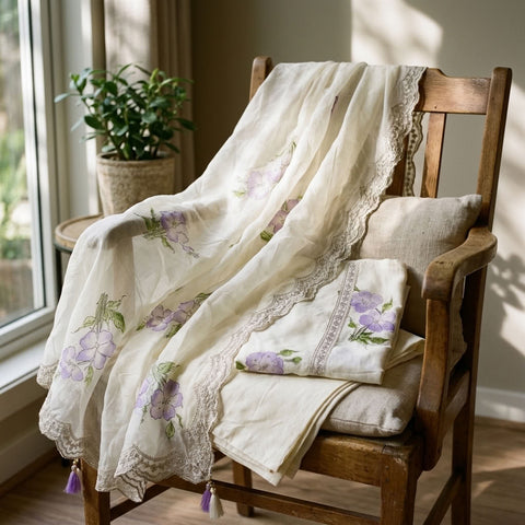 Printed organza suit material - Violet