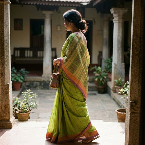 Light green chettinad Cotton saree