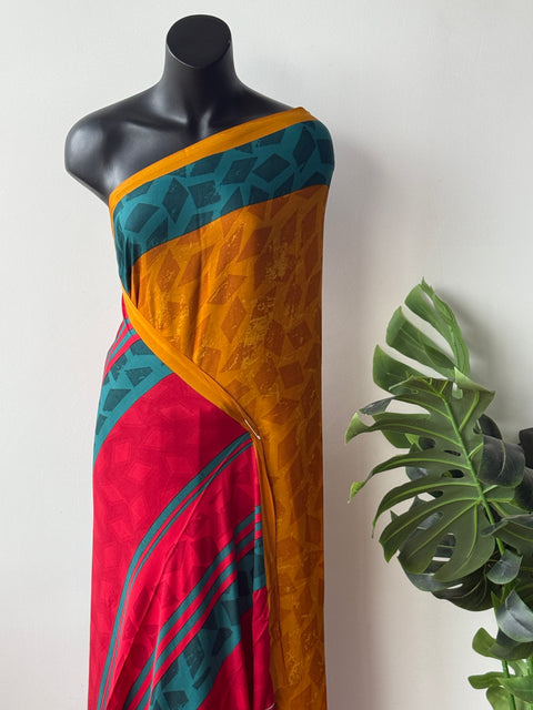 Printed crepe saree