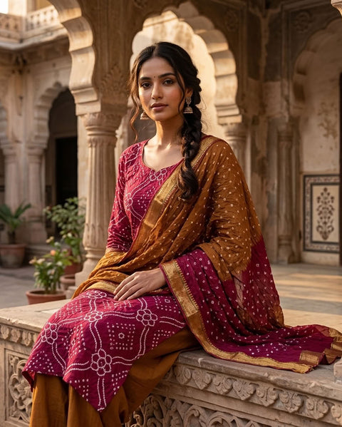 Bhandhej cotton salwar material