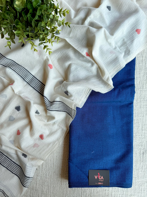 Cotton rayon suit set with jamdani dupatta