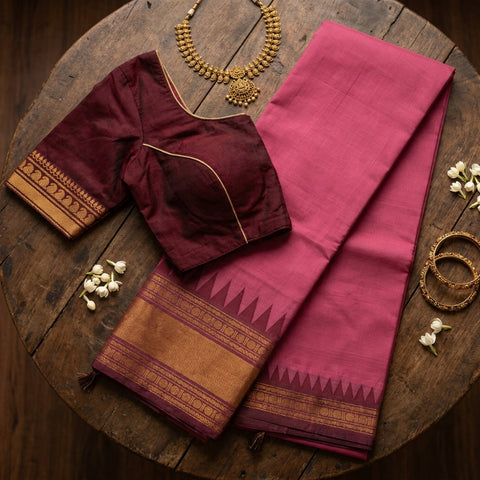 Cotton saree with Ready blouse - size 36
