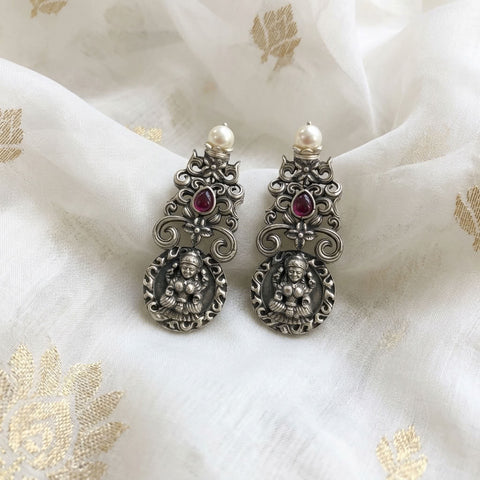 925 silver pink stone earring