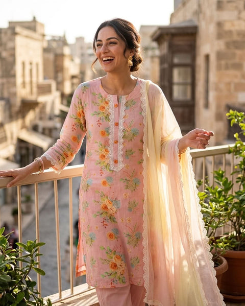 Printed muslin suit material