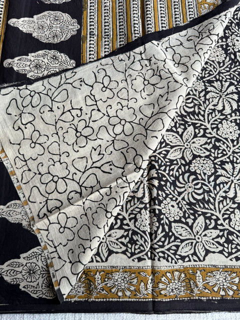 Printed mul cotton saree