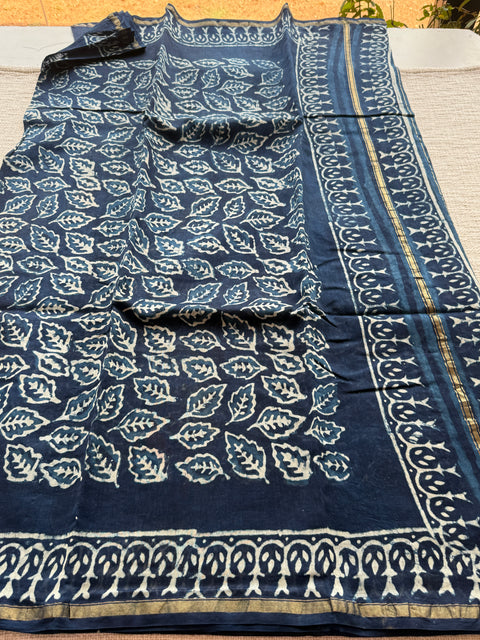 Bagru printed chanderi saree