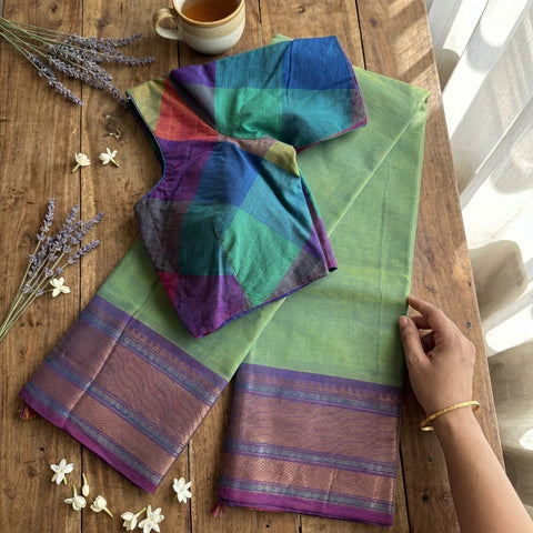 Cotton saree with Ready blouse - size 36