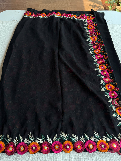 Black Cut work emb vichitra saree