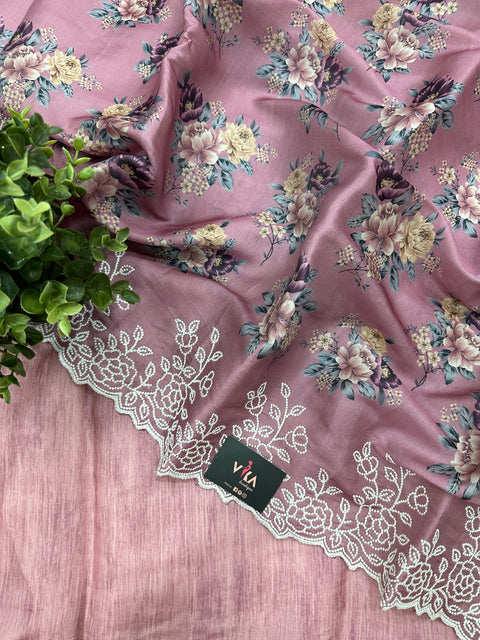 Floral printed silk cotton saree