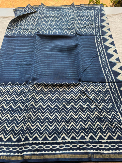 Bagru printed chanderi saree