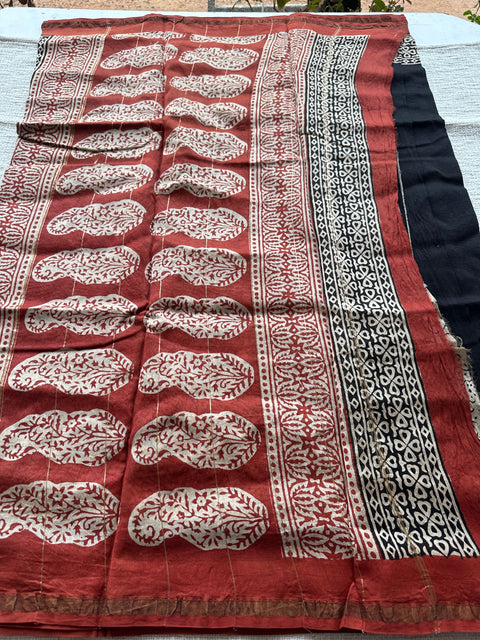 Bagru printed chanderi saree