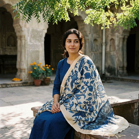 Pen kalamkari cotton dupatta