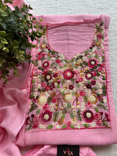 Hand emb linen cotton salwar suit material