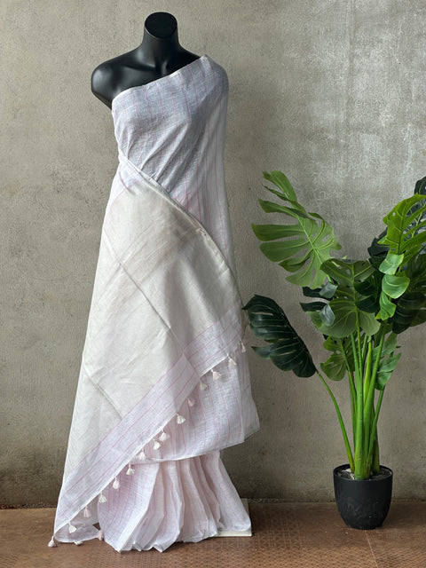 Bhagalpur Linen saree- pink