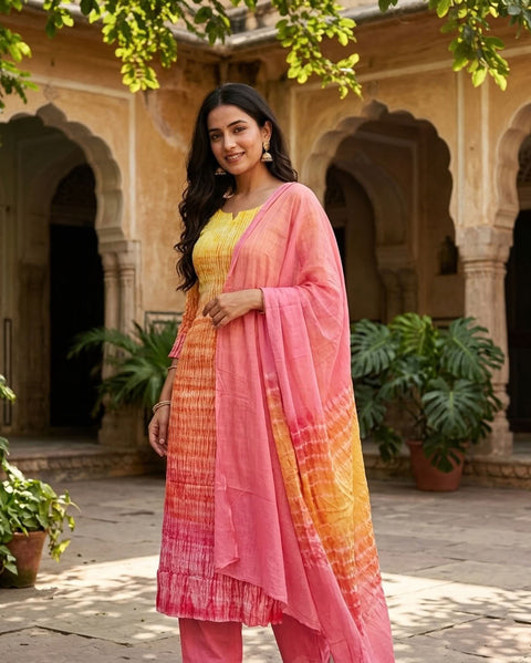 Bhandhej cotton satin salwar material