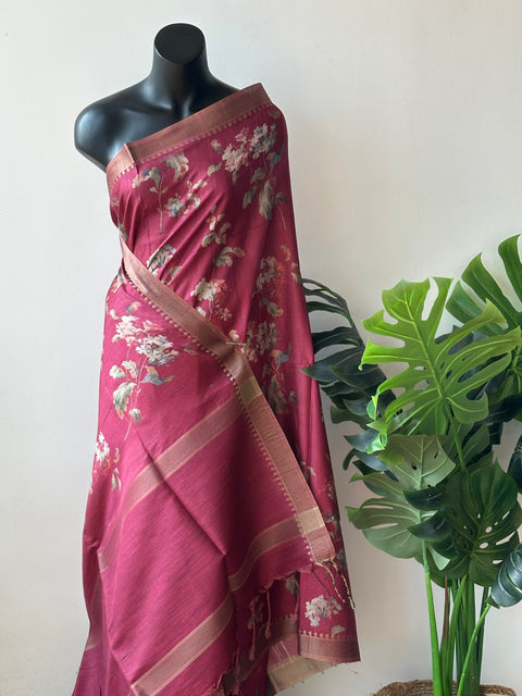 Printed Faux tussar silk saree