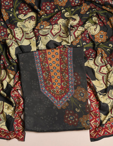 Kalamkari Printed dola silk suit material
