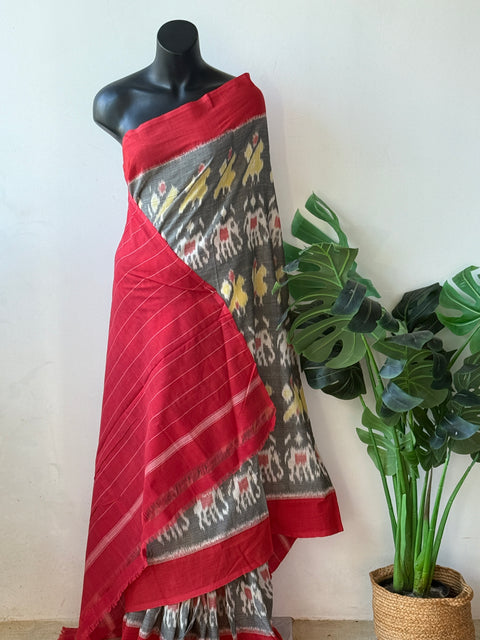 Handloom pure Ikat cotton saree