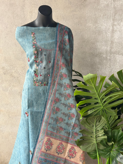 French knot silk cotton suit material