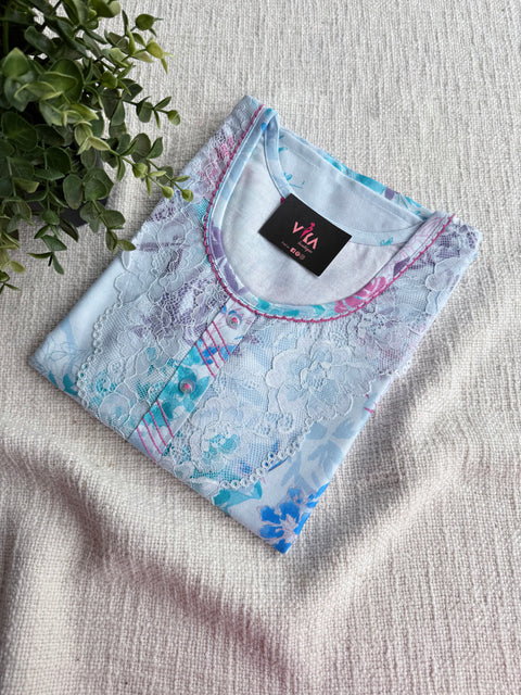 L size Digital printed Linen nighty