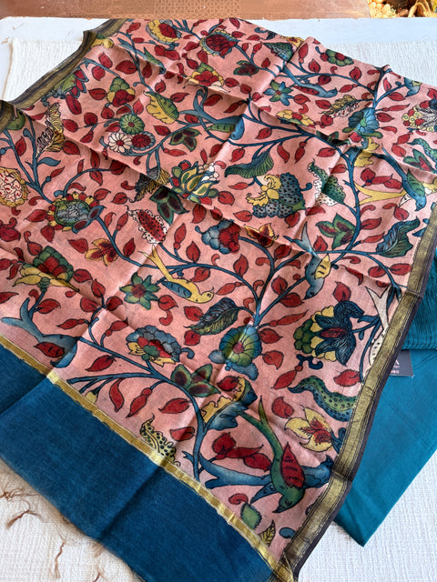 Silk cotton suit material with Pen kalamkari silk Dupatta