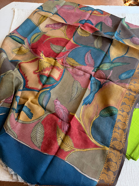 Silk cotton suit material with Pen kalamkari silk Dupatta
