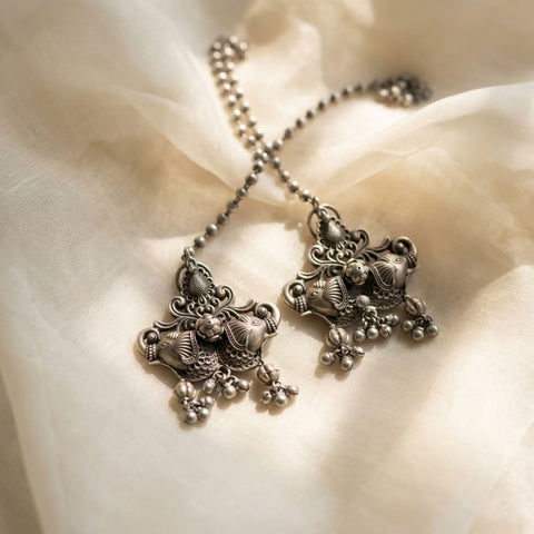 925 pure silver earring with chain