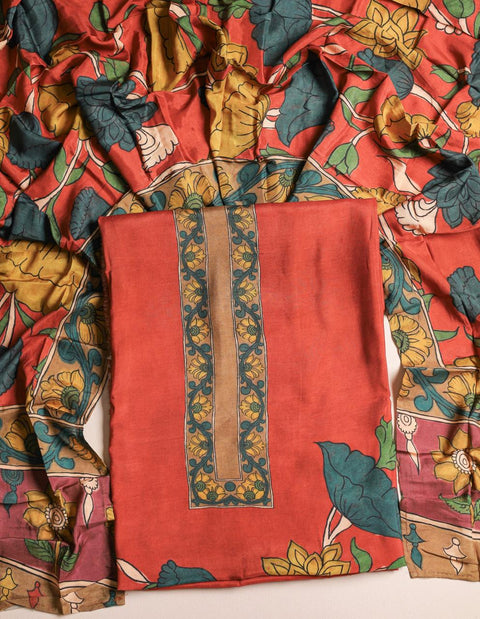 Kalamkari Printed dola silk suit material