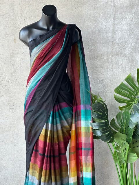 Multicolour mul cotton saree