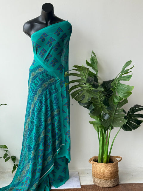 Printed georgette saree