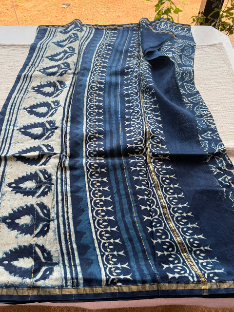 Bagru printed chanderi saree