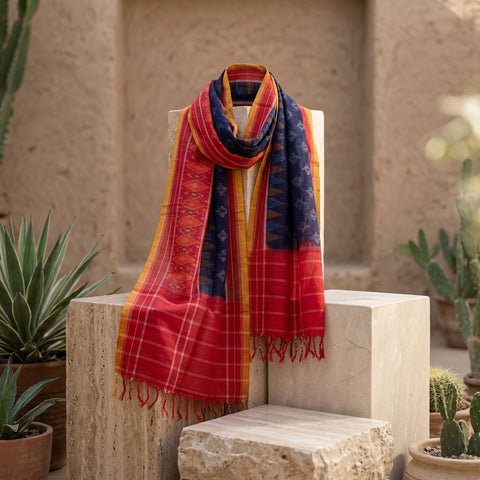 Handloom Ikat cotton dupatta
