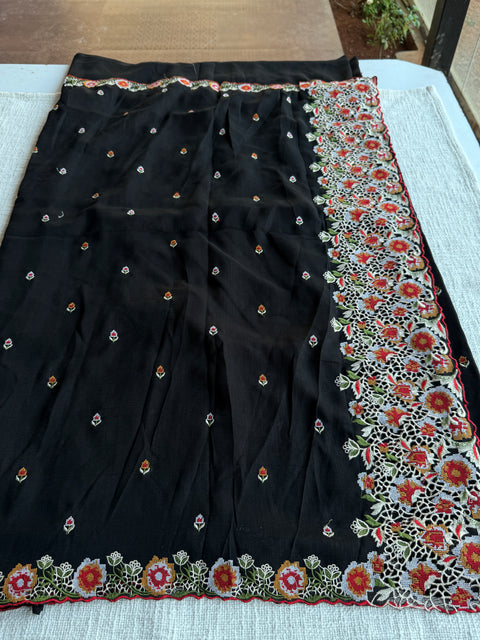 Cut work emb vichitra saree