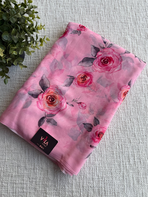 Floral printed georgette saree
