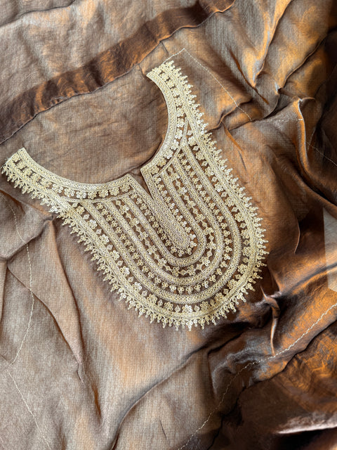 Golden brown designer saree with blouse