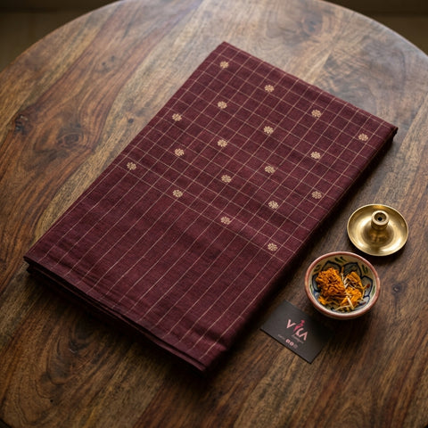 Bhutta Zari checks raw Tussar saree