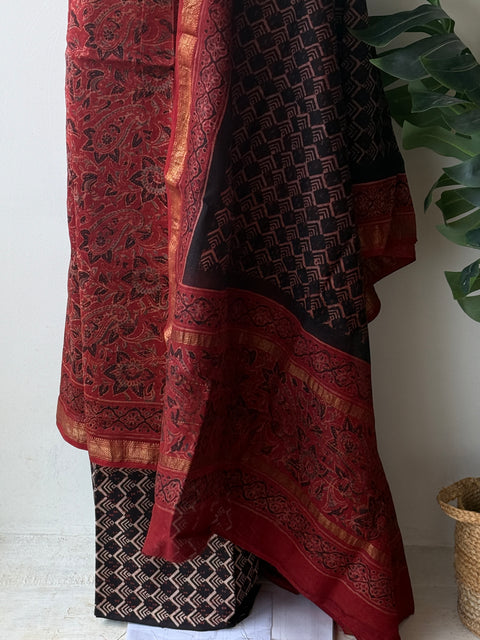 Maheswari border chanderi suit set