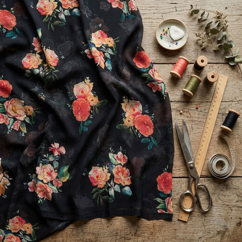 Floral printed georgette saree