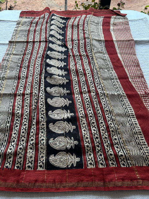 Bagru printed chanderi saree