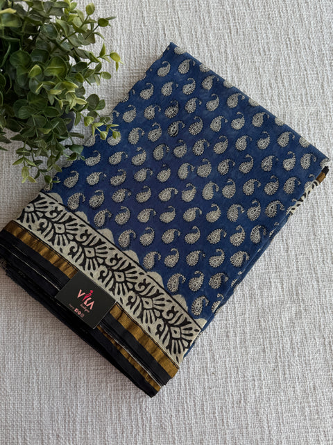 Bagru printed chanderi saree