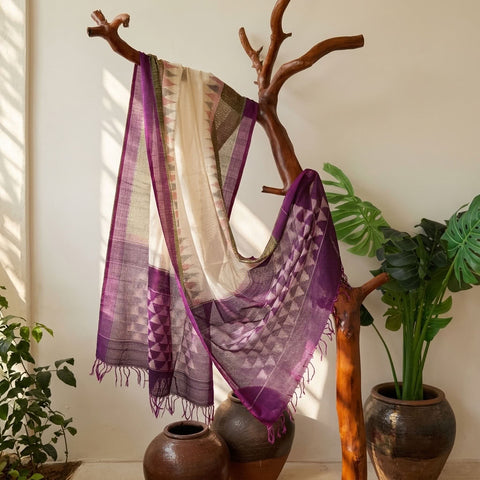 Handloom Ikat cotton dupatta