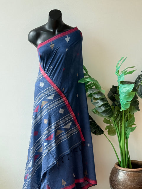 Handspun pure jamdani cotton saree
