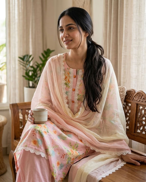 Printed muslin suit material